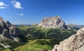 Sassolungo mount and Gardena pass Royalty Free Stock Photo