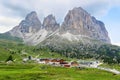 Sassolungo and Sassopiatto mountains from Alpe di Siusi or Seiser Alm, Dolomites Alps , Italy