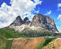 Sassolungo and Sassopiatto Panorama from Sellaronda, Trentino Dolomite
