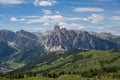 Sassongher with neighbouring Mountains. Beautiful sunny Summer day in the Dolomites. Landscape of the Dolomiti above Corvara