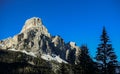 Sassongher peak seen from Corvara in Badia in the Dolomites, South Tyrol, Italy.