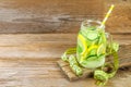 Sassy water. Fresh cool water with cucumber, lemon, ginger and mint. Detox and weight loss. Royalty Free Stock Photo