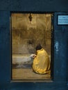 Sat religious man in an  Armenian orthodox monastery. Royalty Free Stock Photo