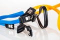 sata cable for connecting hard drives and ssd drives to a computer for data storage Royalty Free Stock Photo