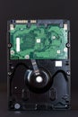 Sata hdd hard disc drive on black background closeup Royalty Free Stock Photo