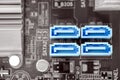 SATA-II port in desktop on PC motherboard Royalty Free Stock Photo