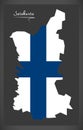 Satakunta map of Finland with Finnish national flag illustration