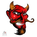 Satan face in profile with bared teeth isolated on white. Royalty Free Stock Photo