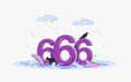 Satan number flat concept vector illustration Royalty Free Stock Photo