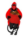 Satan Santa Krampus. Christmas monster for bad children and bull