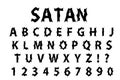 Satan typography scary font. Lettering typeface gloomy hellouvin style. Trendy alphabet rock, goth, punk Latin letters Royalty Free Stock Photo