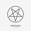 Satanic pentacle flat line icon. Pentagram sign. Thin linear logo for neopaganism religion