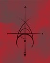 Satanic seal alchemical symbol associated with the fire of Hell. Vector black icon isolated. Hand drawing cross of Satan