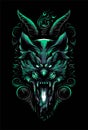 satanic wolf t shirt illustration