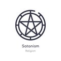 satanism outline icon. isolated line vector illustration from religion collection. editable thin stroke satanism icon on white