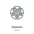 Satanism outline vector icon. Thin line black satanism icon, flat vector simple element illustration from editable religion