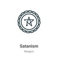 Satanism outline vector icon. Thin line black satanism icon, flat vector simple element illustration from editable religion