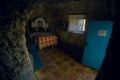 Sataniv, Ukraine - October 14, 2023: ancient Rock-cave monastery in the past a pagan temple, a place of pilgrimage. interior in