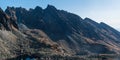 Satansky hreben ridge with highest Satan mountain peak in autumn Vysoke Tatry mountains in Slovakia