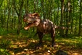 SATAPLIA, KUTAISI, GEORGIA: Dinosaur statue in the park in the nature reserve in Sataplia.