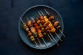 Satay food in studio light, Indonesian skewers captured beautifully