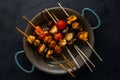 Satay food in studio light, Indonesian skewers captured beautifully