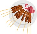 The satay Meal Food Vector