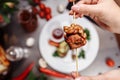 Satay or sate, skewered and grilled meat, served with peanut sauce, cucumber and ketupat, Malaysia or Indonesia food. Chicken`s Royalty Free Stock Photo