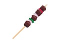 Satay with shallot and paprika. Simple flat illustration. Royalty Free Stock Photo