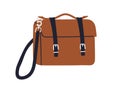 Satchel bag design. Stylish business solid handbag with strap in retro style. Fashion elegant women leather briefcase of