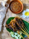 sate chicken grilled from top view Royalty Free Stock Photo
