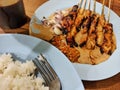 Sate: Grilled chicken culinary  with peanut sauce food Royalty Free Stock Photo