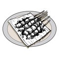 Sate Indonesian food, hand drawing illustration