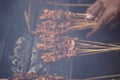 Sate indonesian skewer with a natural background. Sate is one of traditional Indonesian food which served with peanut sauce