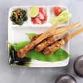 Sate Lilit, Delicious Traditional Indonesian Balinese Culinary, Minced Seafood Satay Made from Tuna Fish and Other Spicy