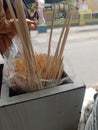 Sate skewers are made from bamboo trees. Indonesia Royalty Free Stock Photo