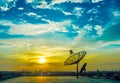 Satelite dishes with sunset Royalty Free Stock Photo
