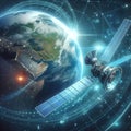 satelite satelites earth communications plante outer space - ai generated