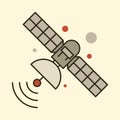 Artificial satellite isolated icon. Flat style. Communication, telecast, transmission concept.