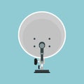 Satellite antenna back view vector flat icon radio. Wireless dish radar network television broadcasting signal global space Royalty Free Stock Photo