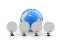 Satellite antenna and earth globe Royalty Free Stock Photo