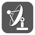 The satellite antenna icon. Communicate and broadcast, telecommunications symbol. Flat