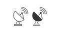 Satellite antenna icon set. Sputnik antenna illutration symbol. Sign telecomunication technology vector Royalty Free Stock Photo