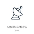 Satellite antenna icon. Thin linear satellite antenna outline icon isolated on white background from general collection. Line Royalty Free Stock Photo