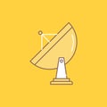 satellite, antenna, radar, space, dish Flat Line Filled Icon. Beautiful Logo button over yellow background for UI and UX, website Royalty Free Stock Photo