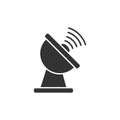 Satellite antenna tower icon in flat style. Broadcasting vector illustration on white isolated background. Radar business concept Royalty Free Stock Photo