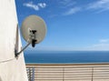 Satellite antenna on wall