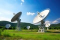 satellite antennas on a space communications center