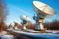 satellite antennas on a space communications center Royalty Free Stock Photo