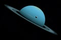 Satellite Ariel or Uranus I orbiting around Uranus planet. 3d render